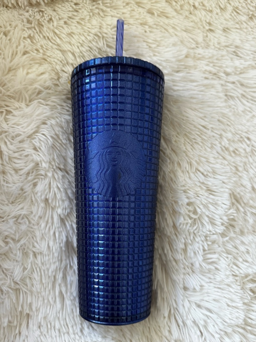Starbucks 2023 Cobalt Blue Glitter Grid Venti 24oz Cold Cup Tumbler Reusable